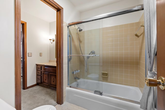 416 Barberry Ave, Portage, MI 49002 - bathroom featuring baseboards, bath / shower combo with glass door, and vanity