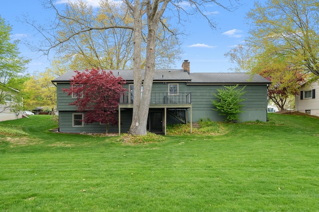 416 Barberry Ave, Portage, MI 49002 - rear view of property with a yard, a deck, and a chimney