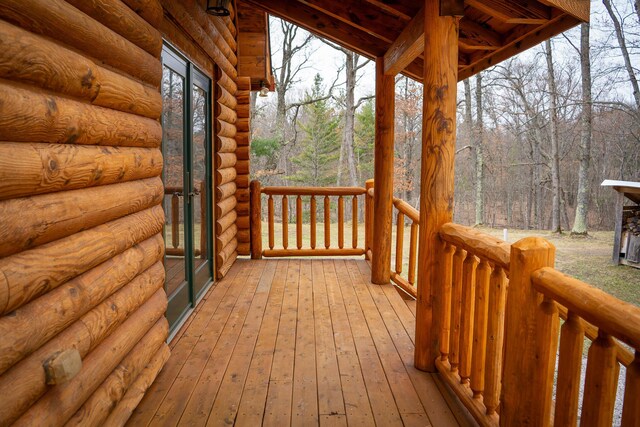 9184 S M-37 Hwy, Wellston, MI 49689 - deck with a forest view