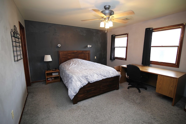 53240 Hemlock Lake Rd, Marcellus, MI 49067 - carpeted bedroom featuring a desk and a ceiling fan