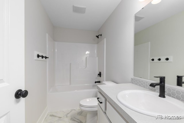 5416 Albright Ave SW Unit 39, Wyoming, MI 49418 - bathroom featuring vanity, marble look tile flooring, and shower / bathtub combination