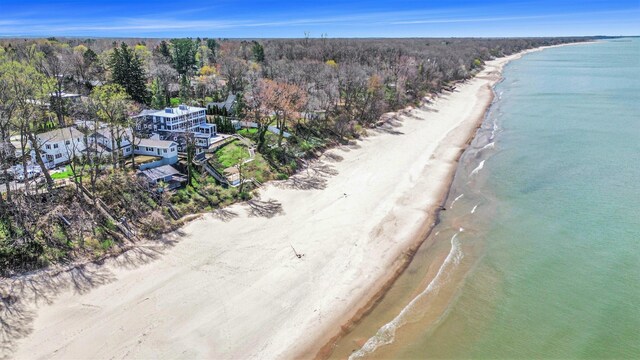 16220 Stones Throw Ln, Union Pier, MI 49129 - drone / aerial view featuring a water view and a view of the beach