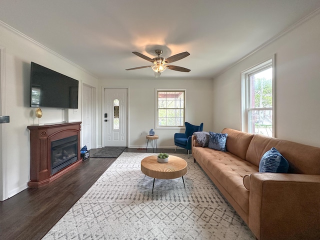524 E Farnum Ave, Royal Oak, MI 48067 - living room featuring crown molding, baseboards, and dark wood-type flooring