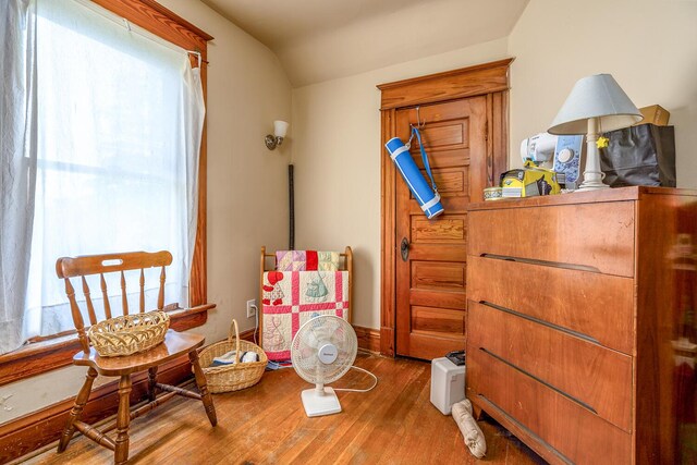 815 Wolcott Ave, Saint Joseph, MI 49085 - living area with wood finished floors and lofted ceiling