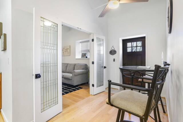 532 Dyckman Ave Unit B1A, South Haven, MI 49090 - foyer with a ceiling fan, light wood finished floors, and baseboards