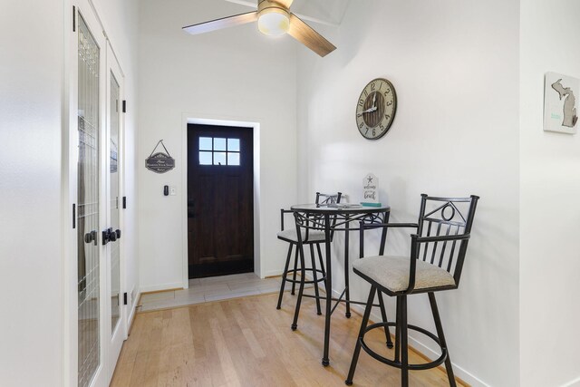 532 Dyckman Ave Unit B1A, South Haven, MI 49090 - entryway with ceiling fan, wood finished floors, baseboards, and french doors