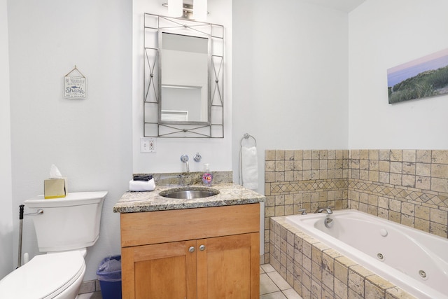 532 Dyckman Ave Unit B1A, South Haven, MI 49090 - full bathroom featuring a jetted tub, vanity, toilet, and tile patterned floors