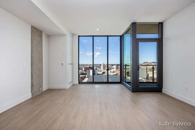 144 Oakes St SW Unit 1905, Grand Rapids, MI 49503 - spare room featuring baseboards, expansive windows, and wood finished floors