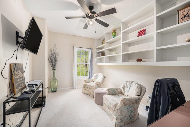 6847 Northstar Ave, Kalamazoo, MI 49009 - sitting room with carpet flooring, a ceiling fan, and baseboards