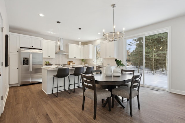 6602 E E Ave, Richland, MI 49083 - dining area with recessed lighting, dark wood finished floors, and a chandelier