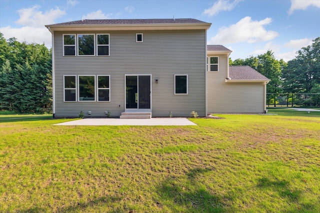 6602 E E Ave, Richland, MI 49083 - rear view of house with a patio and a lawn