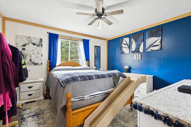 1366 Grow Rd NW, Stanton, MI 48888 - bedroom featuring ceiling fan and wood finished floors
