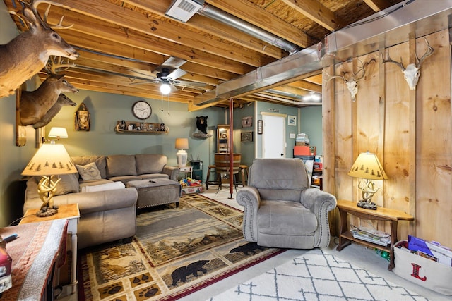 1366 Grow Rd NW, Stanton, MI 48888 - living area featuring ceiling fan