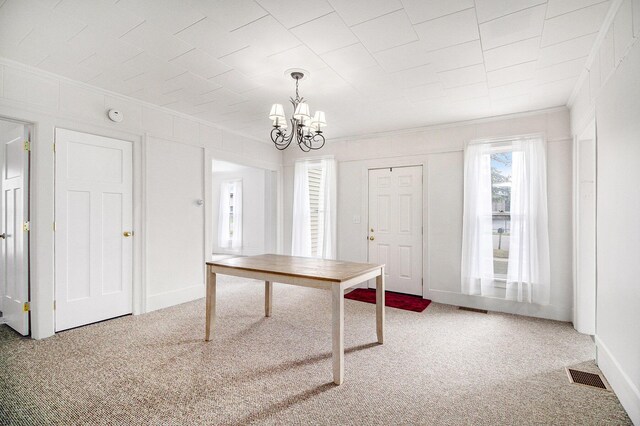 501 E Paw Paw St, Paw Paw, MI 49079 - unfurnished office with carpet, ornamental molding, and a chandelier