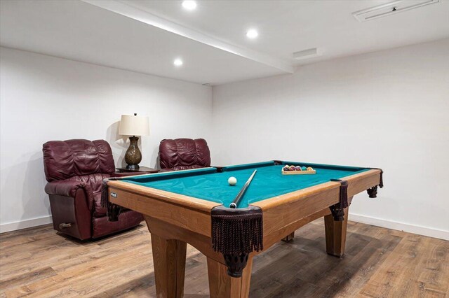 5407 Browntown Rd, Sawyer, MI 49125 - playroom with wood finished floors, baseboards, pool table, and recessed lighting