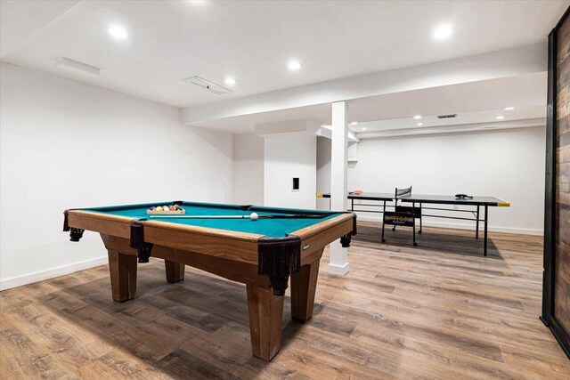 5407 Browntown Rd, Sawyer, MI 49125 - rec room featuring wood finished floors, recessed lighting, baseboards, and pool table