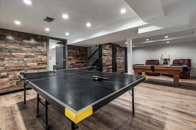 5407 Browntown Rd, Sawyer, MI 49125 - playroom featuring billiards, wood finished floors, and recessed lighting