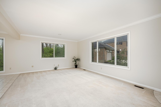 3949 Waldenwood Dr, Ann Arbor, MI 48105 - empty room featuring crown molding, healthy amount of natural light, baseboards, and carpet