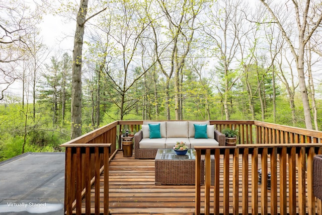 3949 Waldenwood Dr, Ann Arbor, MI 48105 - wooden deck with outdoor lounge area