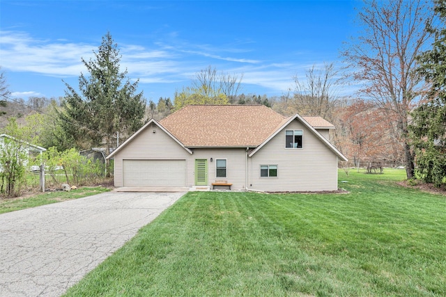 17389 Rapids Dr, Hersey, MI 49639 - traditional-style house with a garage, a front lawn, driveway, and roof with shingles