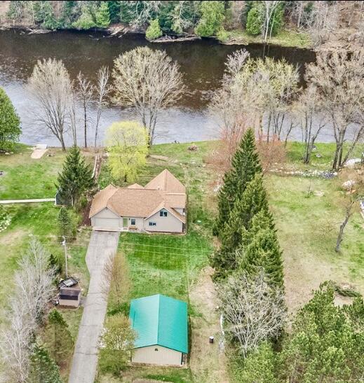 17389 Rapids Dr, Hersey, MI 49639 - view from above of property with a nearby body of water