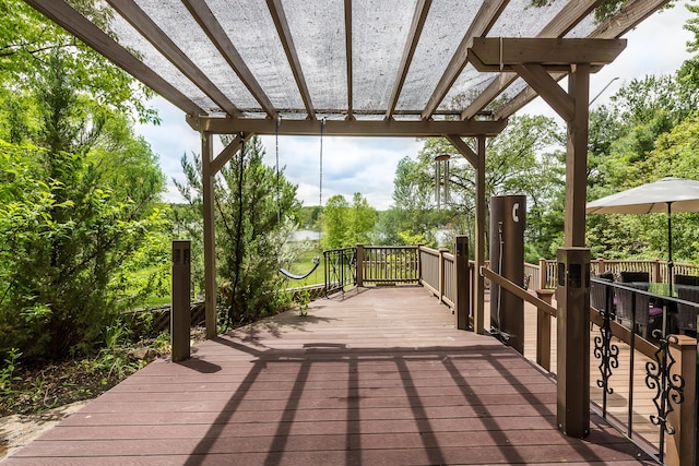 10985 E Pleasant Lake Rd, Manchester, MI 48158 - wooden deck with a pergola