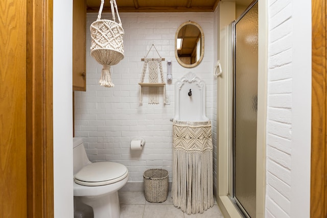 10985 E Pleasant Lake Rd, Manchester, MI 48158 - bathroom featuring tile patterned floors, a stall shower, and toilet