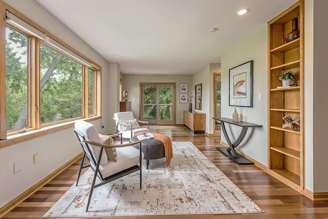 10985 E Pleasant Lake Rd, Manchester, MI 48158 - sitting room featuring dark wood-style floors, baseboards, and recessed lighting
