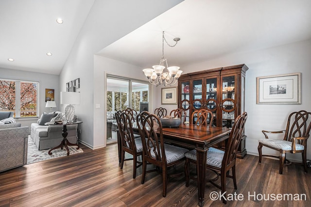 1334 Thornberry Ct W, Grand Rapids, MI 49546 - dining area with a wealth of natural light, an inviting chandelier, recessed lighting, and dark wood-style floors
