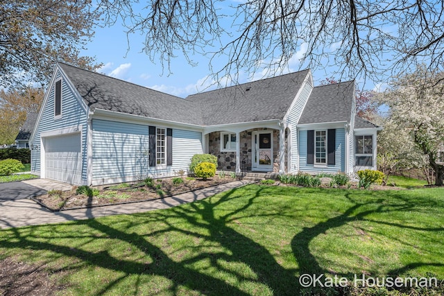 1334 Thornberry Ct W, Grand Rapids, MI 49546 - ranch-style home with a front yard, a shingled roof, a garage, and aphalt driveway