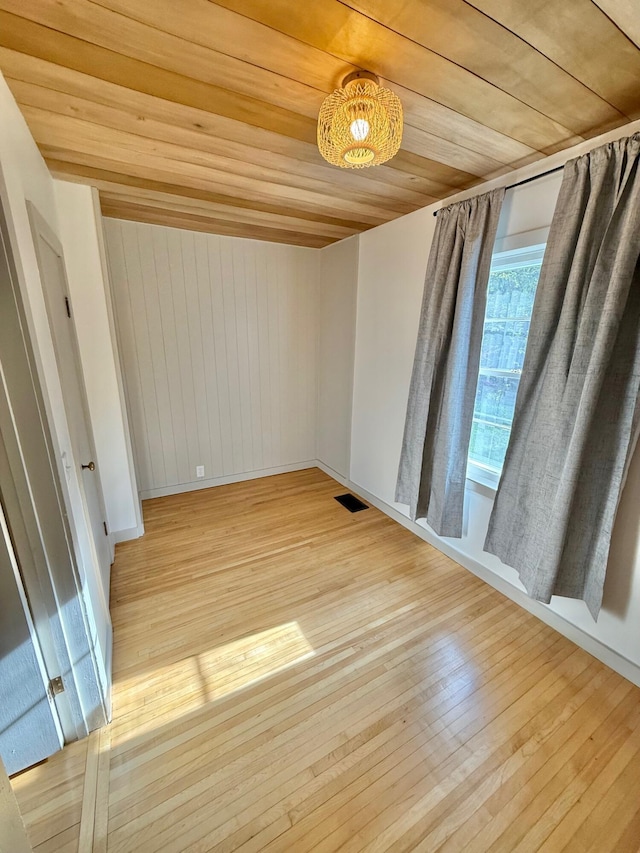 5795 S M37 Hwy, Hastings, MI 49058 - unfurnished bedroom with wooden ceiling, visible vents, baseboards, and wood-type flooring