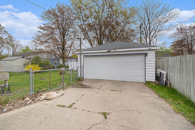 view of detached garage