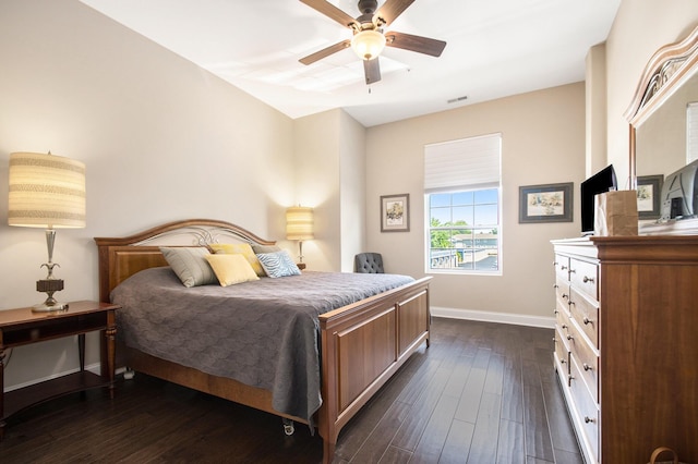 225 N Whittaker St Unit 7 & 8, New Buffalo, MI 49117 - bedroom with dark wood-style floors, baseboards, and ceiling fan