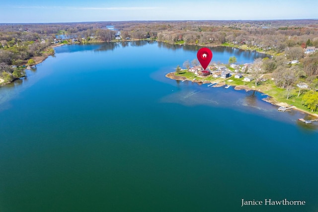 7177 Longview Ct, Delton, MI 49046 - aerial view of property and surrounding area with a nearby body of water and a forest