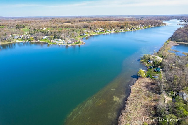 7177 Longview Ct, Delton, MI 49046 - aerial view of property's location with a nearby body of water and a heavily wooded area