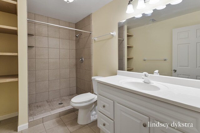 1013 Country Gdns NW, Walker, MI 49534 - bathroom with toilet, tiled shower, tile patterned floors, visible vents, and vanity