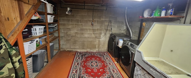 3550 Oak St, Hudsonville, MI 49426 - laundry room with washer and clothes dryer and concrete block wall