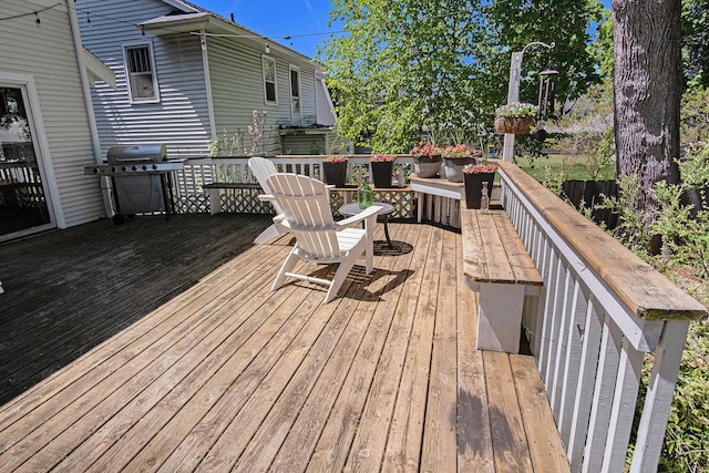 deck with a grill