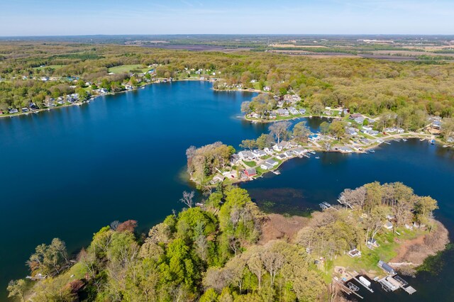 10982 Beech Is, Plainwell, MI 49080 - aerial view of property's location featuring a heavily wooded area and a large body of water