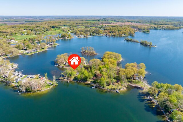 10982 Beech Is, Plainwell, MI 49080 - aerial view of property's location featuring a large body of water and a forest