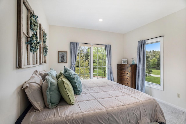 bedroom with baseboards and carpet flooring