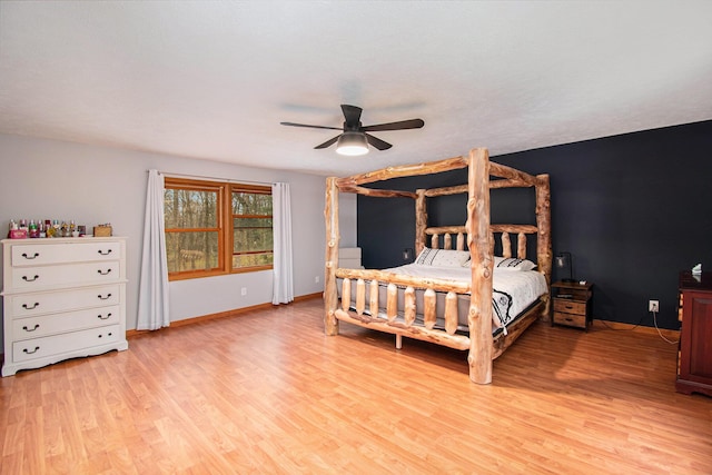 23127 Kendaville Rd, Pierson, MI 49339 - bedroom featuring light wood-type flooring, baseboards, and ceiling fan