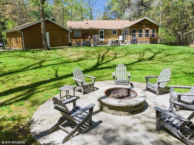6490 E Chikaming, Sawyer, MI 49125 - view of patio / terrace featuring an outdoor fire pit
