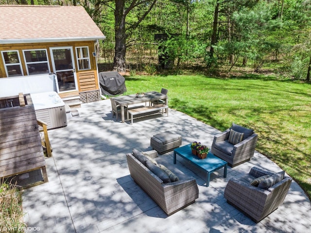 6490 E Chikaming, Sawyer, MI 49125 - view of patio featuring an outdoor living space, an outdoor structure, and a grill