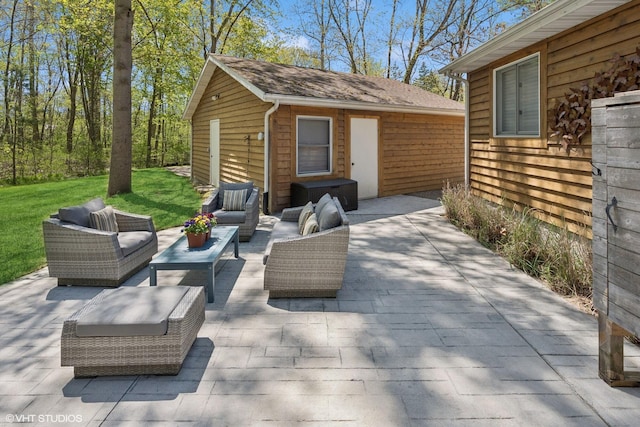 6490 E Chikaming, Sawyer, MI 49125 - view of patio with an outdoor hangout area and an outdoor structure