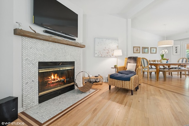 6490 E Chikaming, Sawyer, MI 49125 - sitting room featuring wood finished floors and a fireplace