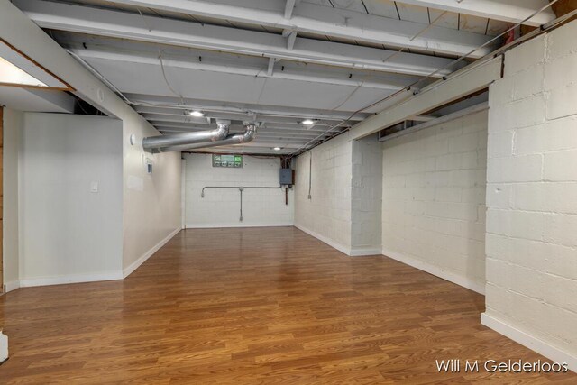 finished basement with wood finished floors