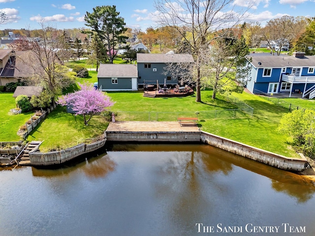 17083 Spahr St, Spring Lake, MI 49456 - rear view of property featuring a deck with water view and a residential view