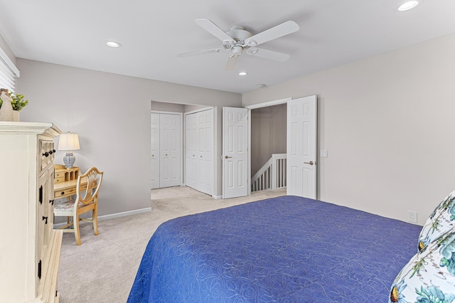 2485 Wildbrook Run Unit 154, Bloomfield Hills, MI 48304 - bedroom with carpet floors, recessed lighting, baseboards, and a ceiling fan