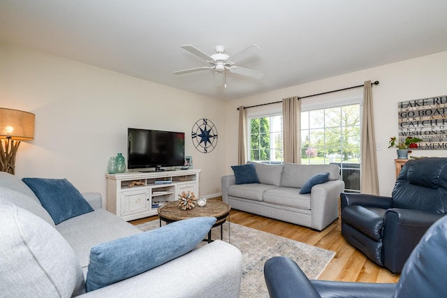405 Anchors Way, Saint Joseph, MI 49085 - living area featuring ceiling fan and wood finished floors